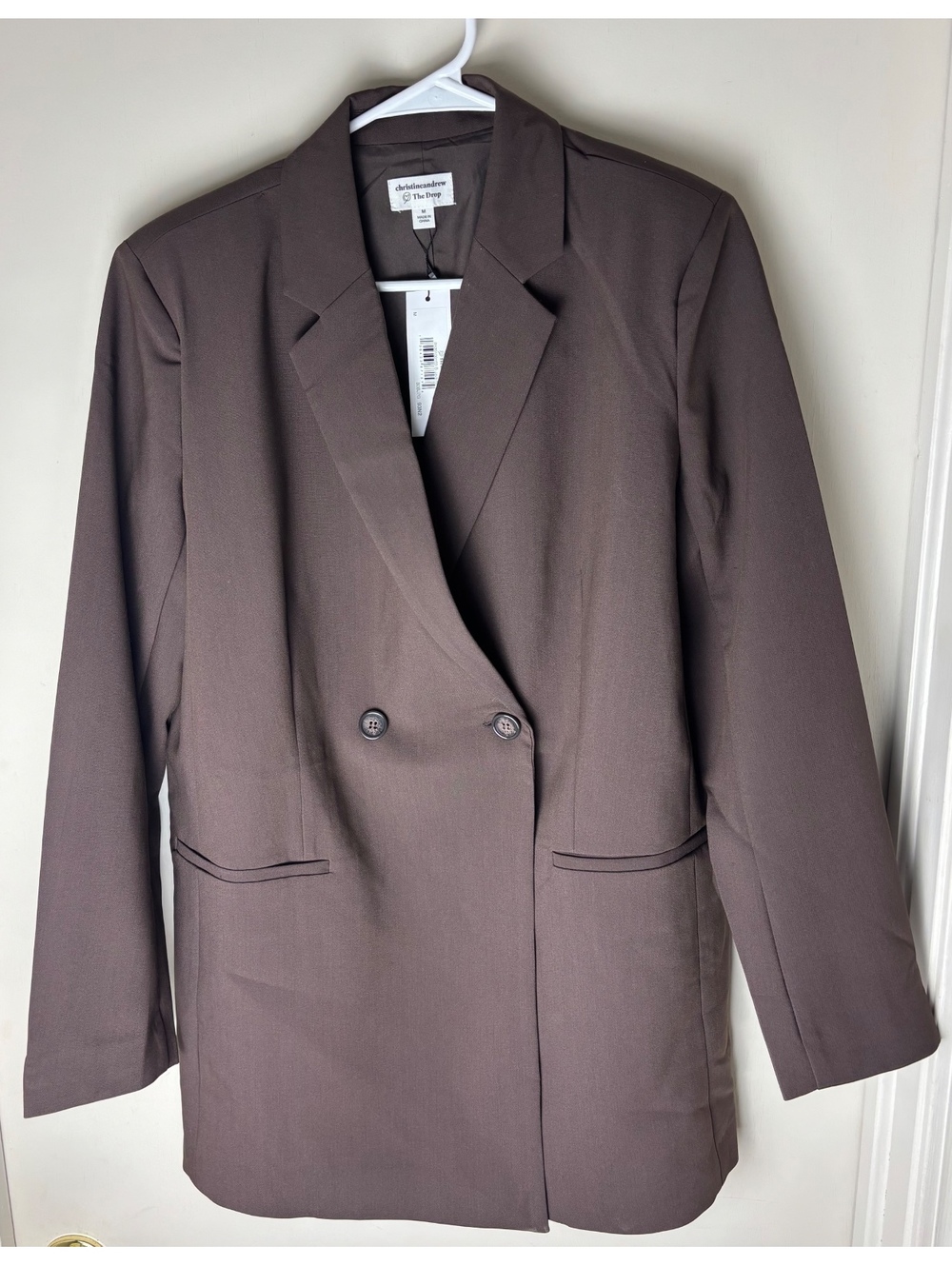 Christine Andrew x The Drop Blazer M Java Brown NWT Double Breasted Oversized